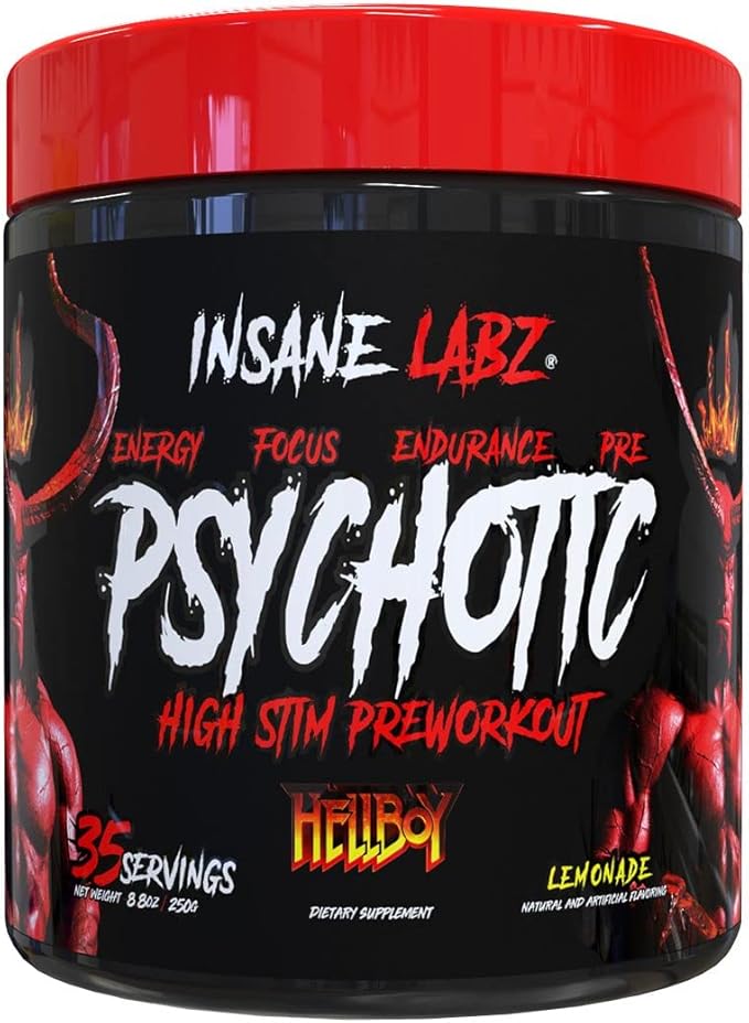 Insane Labz Hellboy Bundle, Psychotic Hellboy Pre Workout and Insane Amino BCAA, Increase Muscle Mass, Strength, Focus and Recovery Time, Lemonade