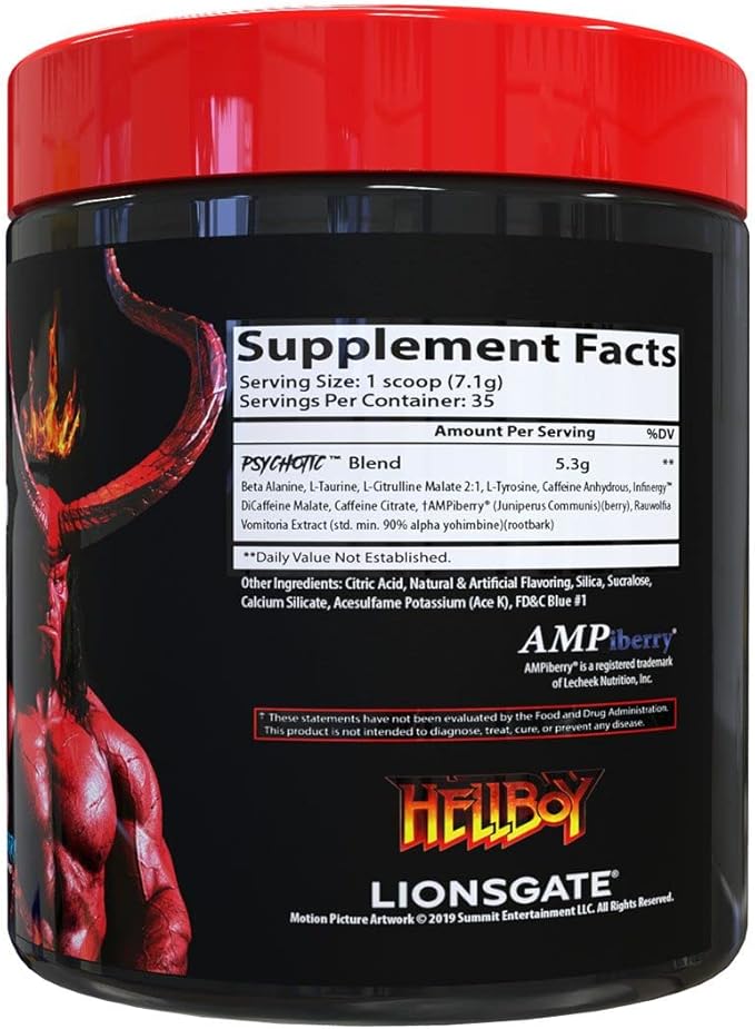 Insane Labz Hellboy Bundle, Psychotic Hellboy Pre Workout and Insane Amino BCAA, Increase Muscle Mass, Strength, Focus and Recovery Time, Blue Raspberry