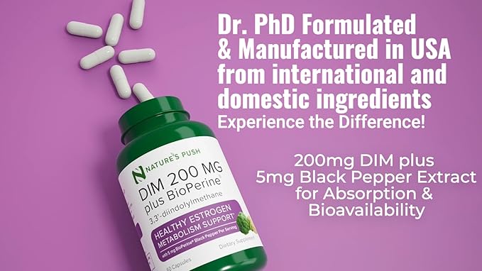 DIM 200mg Estrogen Balance for Women & Men Diindolylmethane Black Pepper for Non-cystic Acne, Hormone Balance, Menopause & Antioxidant Support Vegan Gluten Soy Free Non-GMO USA 2 month supply 60 caps
