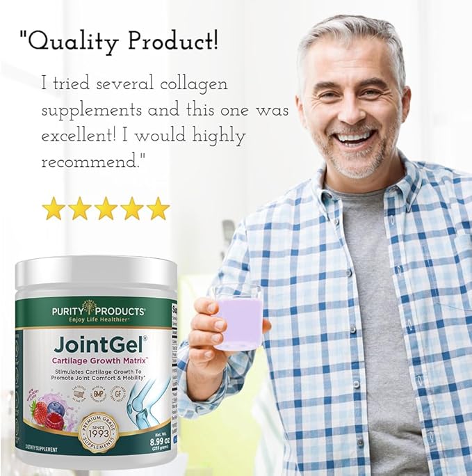 Purity Products JointGel Formula Collagen Peptides + MSM - Supports Joint Flexibility + Fortify Joint Cartilage - Berry Powder - 30 Day Supply