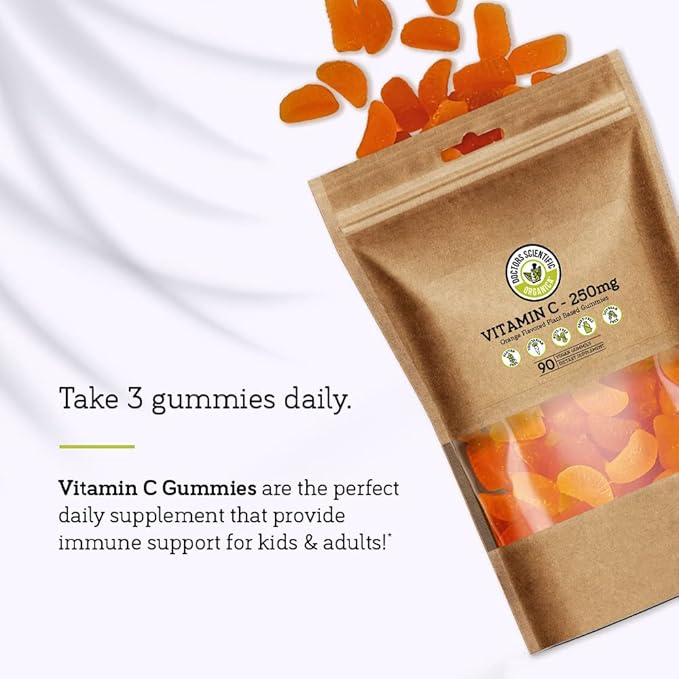 DSO Vitamin C Gummies - Delicious and Natural Orange Flavored Gummies - Vegan Plant Based Gummies 90 Count