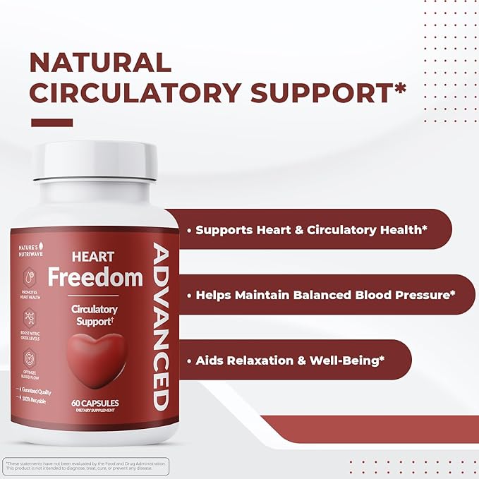 Heart Freedom - Plant-Based Supplement with Garlic, Hibiscus, and Hawthorn Berry | Non-GMO, Natural Ingredients | Made in USA, GMP-Certified | 60 Capsules, 1 Month Supply