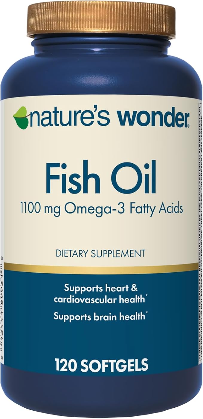 Nature's Wonder Fish Oil 1100mg Omega-3 Fish Oil Supplements for Women and Men, EPA & DHA for Healthy Joints, Heart, Immune System, 120 Day Supply of Softgels