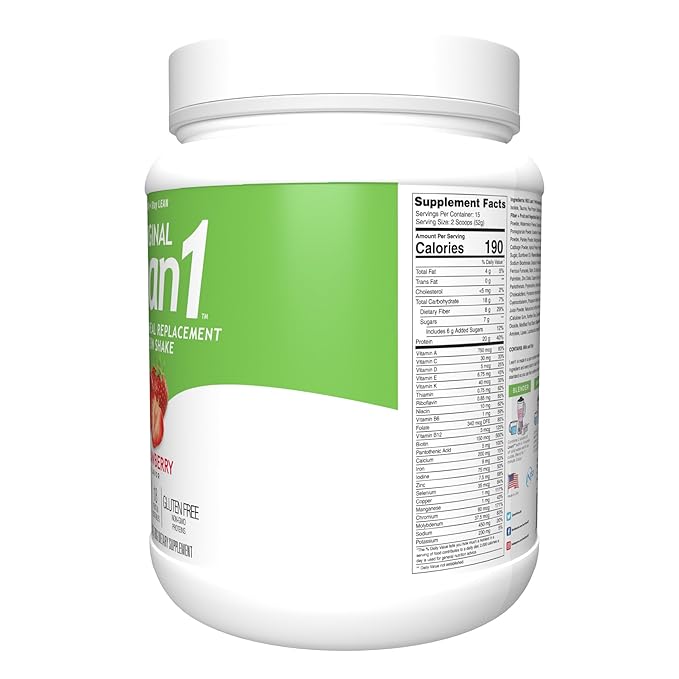Lean1 Strawberry, 15 Serving tub, Fat Burning Meal Replacement by Nutrition53