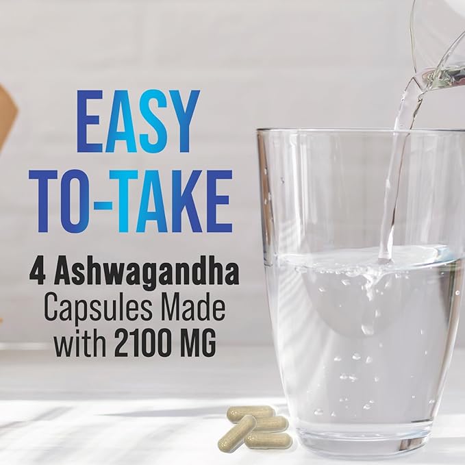 Ashwagandha Supplement 2100mg - Extra Strength Herbal Root Extract, Best Ashwagandha Supplements for Men & Women, Restore, Unwind, Calm Support Formula, Vegetarian, Non-GMO, Gluten-Free, 120 Capsules