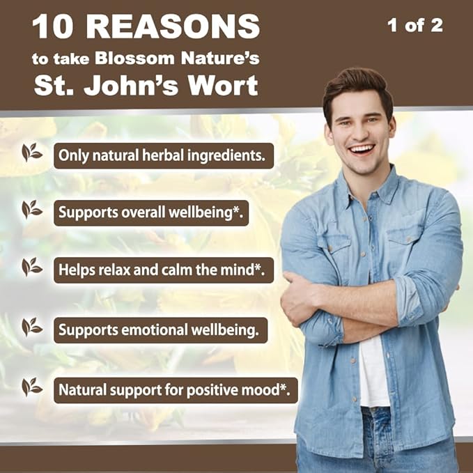 St Johns Wort 900mg-Mood Support Supplement*-Calm Supplements*-120 Vegetable St Johns Wort Capsules(2 Month Supply),450mg of Vegan, Non-GMO St. John's Wort (Hypericum Perforatum),0.3%Hypericin per Cap