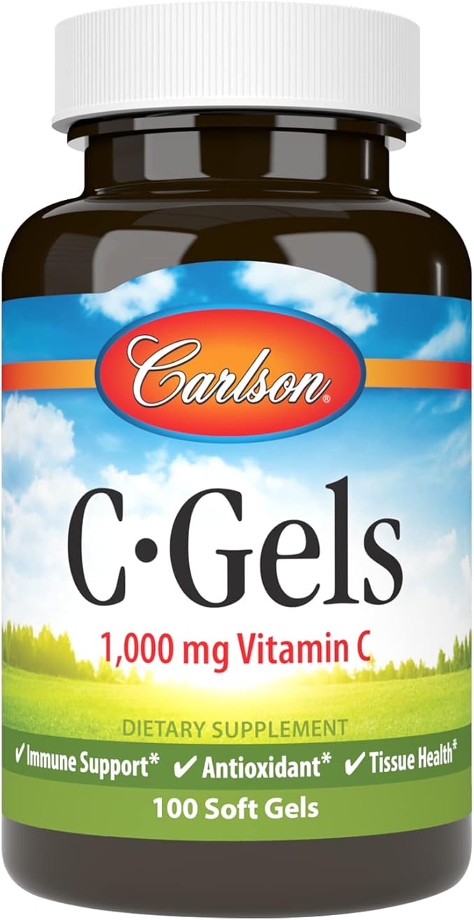 Carlson - C-Gels, 1000mg, Vitamin C Softgels, Immune Support & Heart Health, Vitamin C Softgels, Antioxidant, Vitamin C Supplement, 100 Softgels