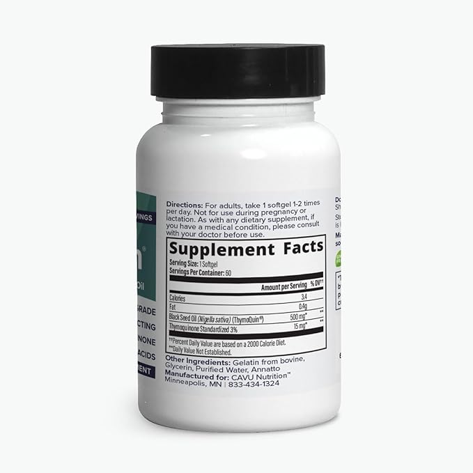 Cold Pressed Black Seed Oil | Patented Full-Spectrum Formula with 3% Thymoquinone | USP-Grade for Purity & Efficacy | Supports Immunity, Skin & Joint Health