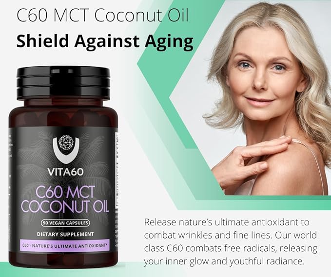C60 Oil Capsules | Age-Defying Vitality and Antioxidant Support | 99.99% Pure Solvent Free C60 | Organic Oil | Vegan Friendly | Superior Customer Service (Coconut Oil)
