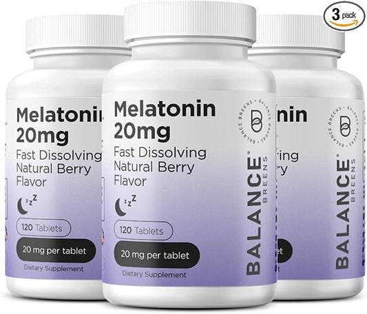 Balancebreens Melatonin 20mg Fast-Dissolve, 120 Tablets – Natural Sleep Aid for Restful Nights, Drug-Free Support for Relaxation and Tranquility