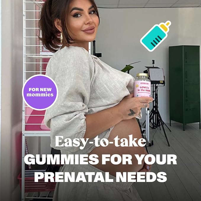 Hair Gummy Prenatal Vitamins for Women Pregnancy with Vitamin B6 - Pre Natal Multivitamin for Women & Folic Acid - 60 Prenatal Hair Gummies with Folic Acid (3Pack)
