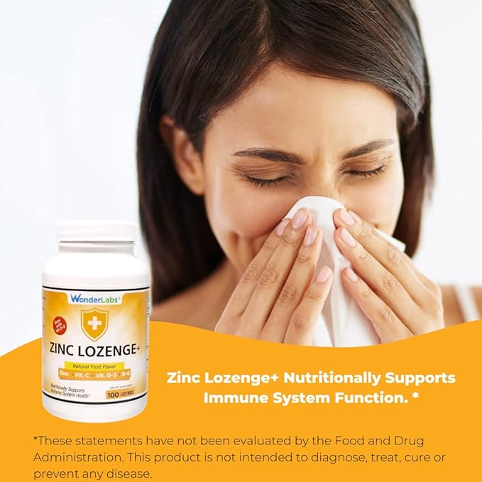 Zinc Lozenges with Vitamin C - Fruit Flavored, Healthy Immune Support Lozenges with 25mg of Zinc Supplement Per Lozenge + 30mg of Vitamin C - 100 Lozenges