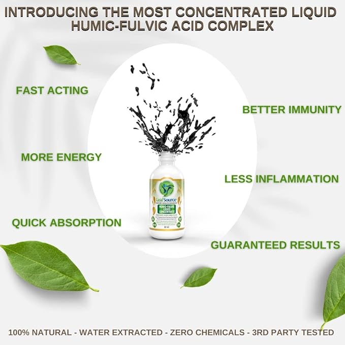 Humic Fulvic Acid Liquid 2oz Trace Minerals with Electrolytes Collagen Vitamins Superior Humic to Fulvic Ratio More Energy Gut Health Joint Health Immune Support Hydration 180 serv