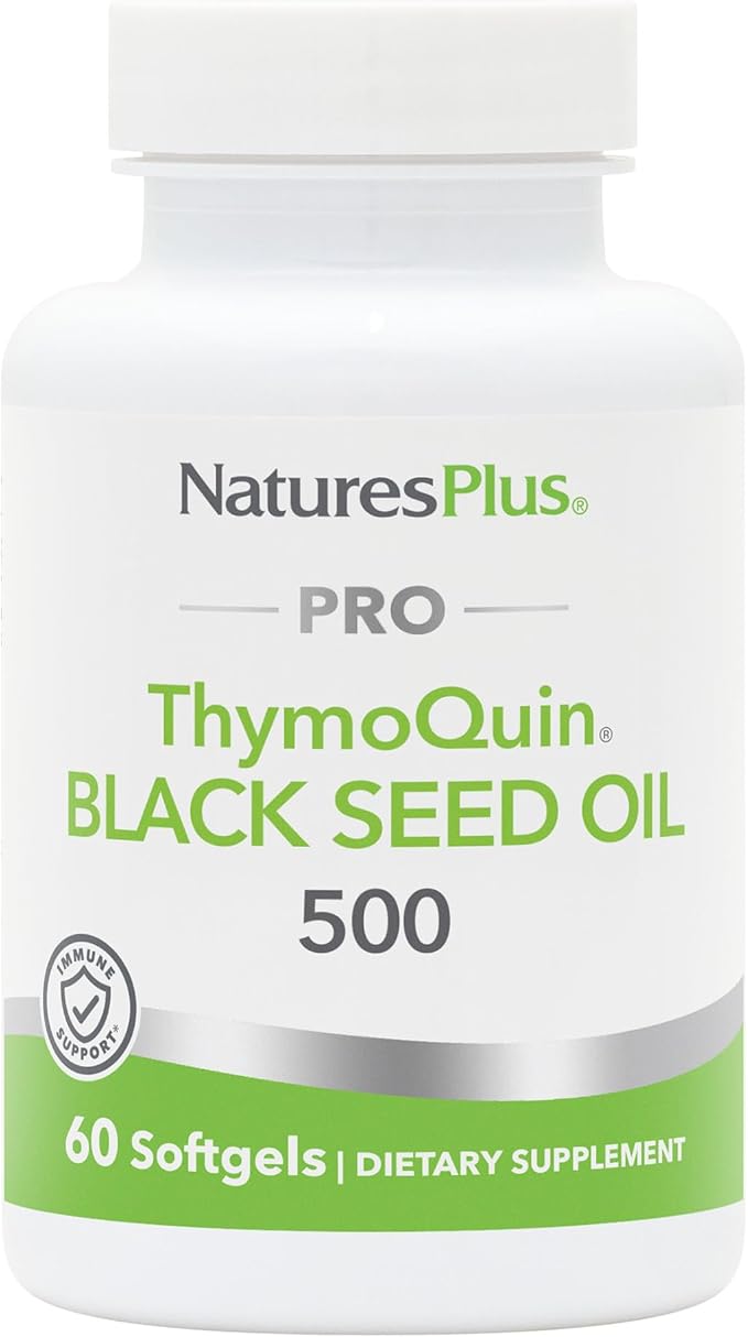 Natures Plus PRO ThymoQuin Black Seed Oil 500 mg - 60 Softgels - Full-Spectrum, Cold-Pressed Oil - Gluten Free - 60 Servings