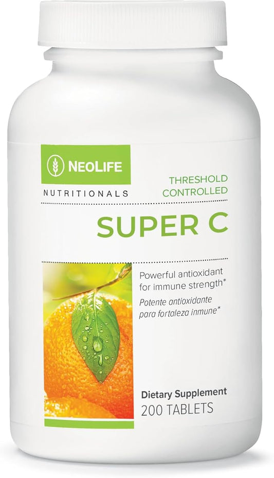 NeoLife Super C - Plant Based Extracts, 430mg Vitamin C Supplement with Rutin, Hesperidin, Lemon Bioflavonoids, Tablet Supplements, Orange Juice Powder & Acerola Cherries - 200 Tablets