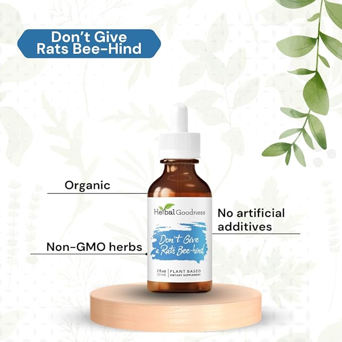 Herbal Goodness Don't Give a Rats Bee-hind - 2 Fl.oz - Calm Aid, Herbal Supplement, Kava Drops, Chamomile Supplement, Lemon Balm | Calming Supplements for Adults, Supports Relaxation