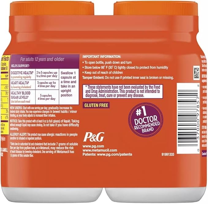 Metamucil Fiber Therapy for Regularity, Fiber Supplement, 170 Count (Pack of 2)
