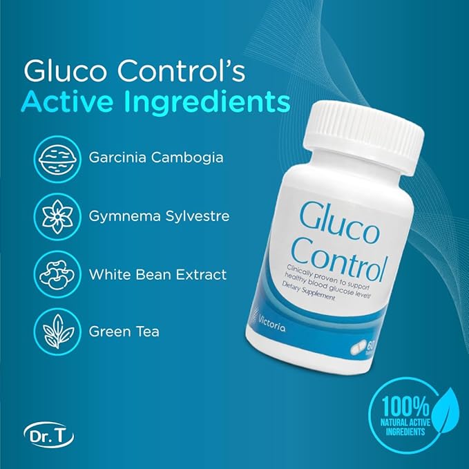 Dr. T Gluco Control Dietary Supplement - Garcinia Cambogia, Gymnema Sylvestre, White Kidney Bean Extract, Green Tea - 60 Capsules (1)