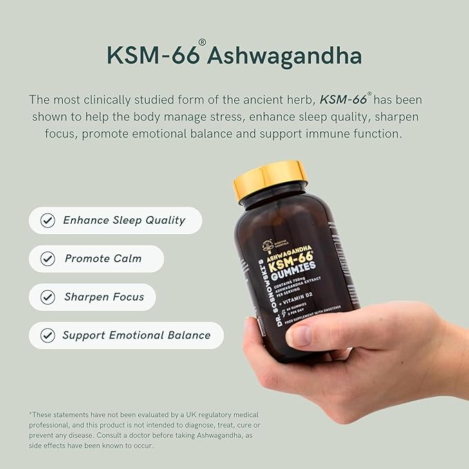 Dr Sosnowski's BioActive KSM-66 Ashwagandha Gummies | 750mg Ashwagandha Extract with Vitamin D2 (60 Gummies)