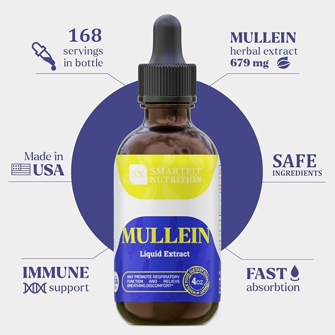 Mullein - Mullein Leaf Extract Drops - Lung Cleanse - Supplement for Respiratory System Support - Verbascum Densiflorum - 4 oz
