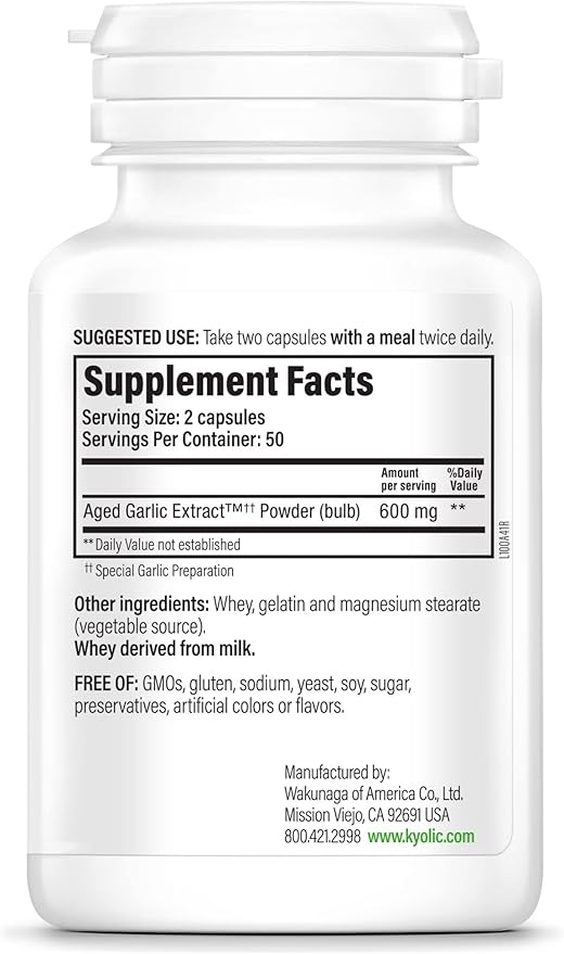 Kyolic Aged Garlic Extract Formula 100, Original Cardiovascular, 100 Capsules (Packaging May Vary)