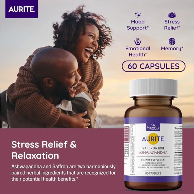 Saffron Supplement | Stress Management, Herbal Mood Support, Long-Term Memory, for Women & Men. (60 Count (Pack of 1), Saffron + Ashwagandha)