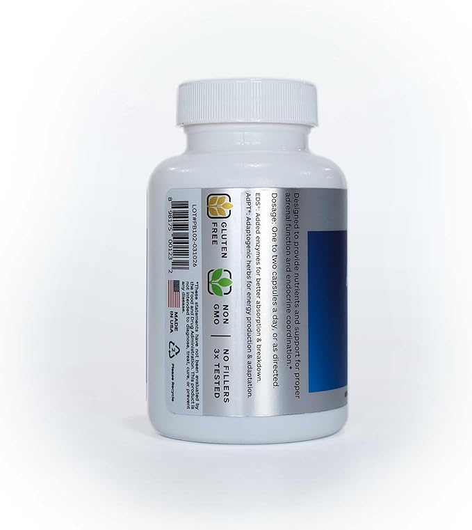 Adrenal Complex Supplement – Supports Healthy Adrenal Function, Stress Relief, and Energy Levels – 90 Vegetarian Capsules