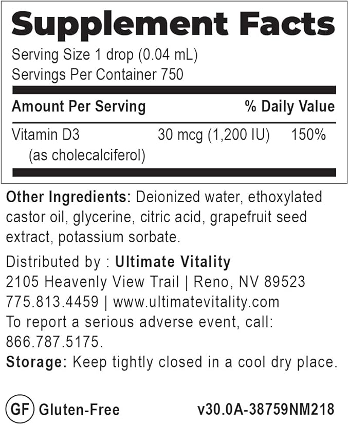 Micellized Vitamin D3 Liquid 750 Servings 1200 IU Per Drop, Best Value, Natural, Soy Free, Water Soluble - 1 Ounce
