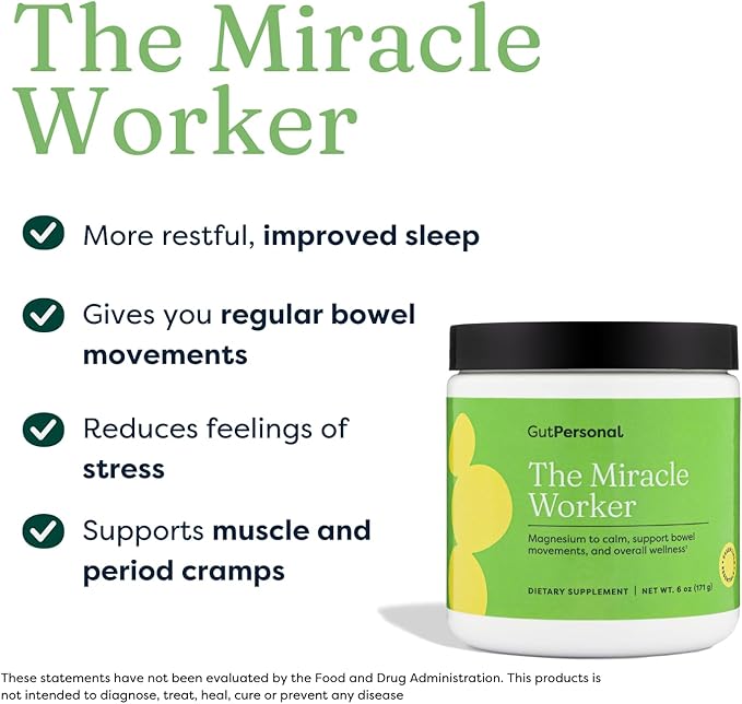 The Miracle Worker Magnesium Powder Supplement: Reduce Stress and Improve Sleep Quality and Regularity While Easing Muscle Cramps, Strawberry Flavor, 60 Servings Total, 2 Pack