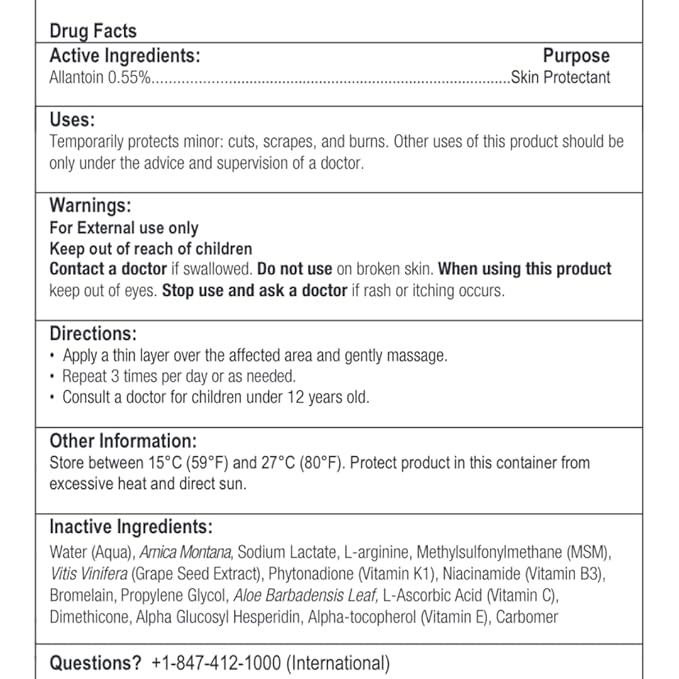 Topical Gel for Bruising and Swelling, 20% Arnica, Bromelain, 2% Vitamin K Oxide, 20g (0.7 fl oz) – Advanced Concentrated Bruise Treatment Formula