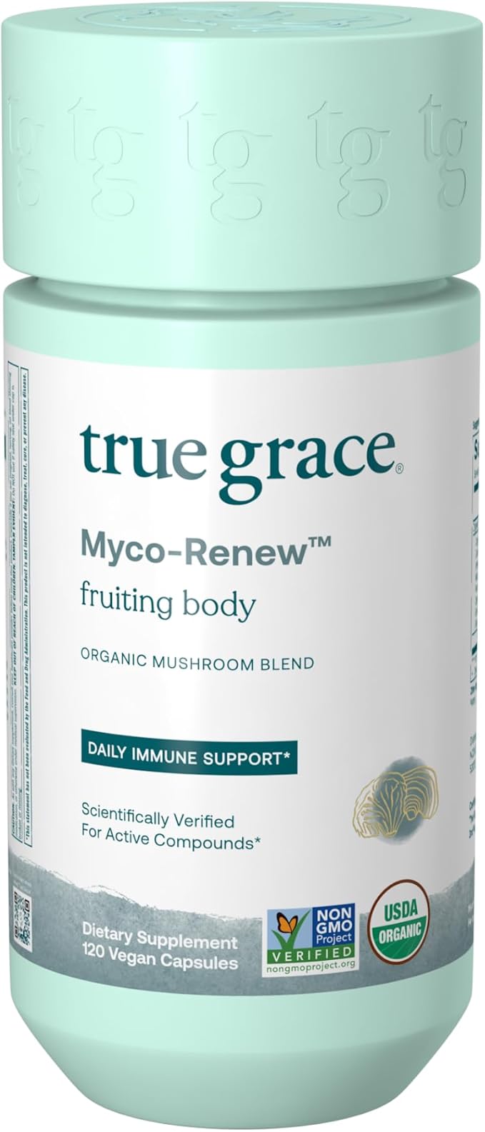 True Grace Mushroom Myco-Renew Blend Daily Immune Support - 120 Count Capsules - Organic