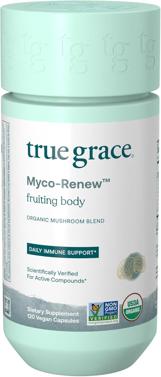 True Grace Mushroom Myco-Renew Blend Daily Immune Support - 120 Count Capsules - Organic