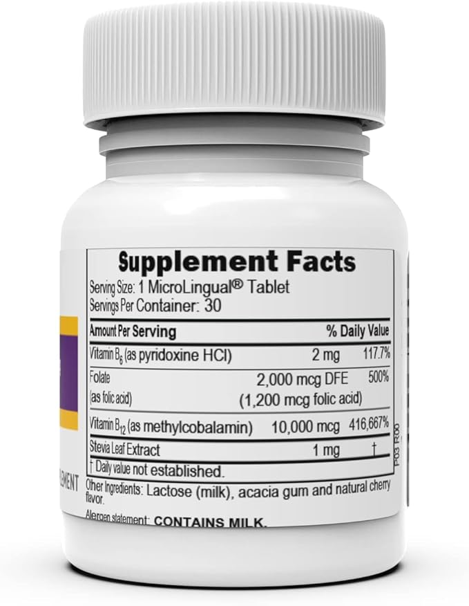Superior Source No Shot Vitamin B-12 Methylcobalamin 10000 mcg, B-6 & Folic Acid 1200 mcg - Supports Brain & Heart Health - Aids Natural Energy Levels - 30 Sublingual Dissolving Tablets