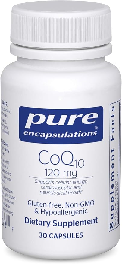 Pure Encapsulations CoQ10 120 mg - Coenzyme Q10 Supplement for Heart Health, Energy, Antioxidants, Brain & Memory Health - Cellular Health, Cognition & Cardiovascular Support* - 1-Month Supply