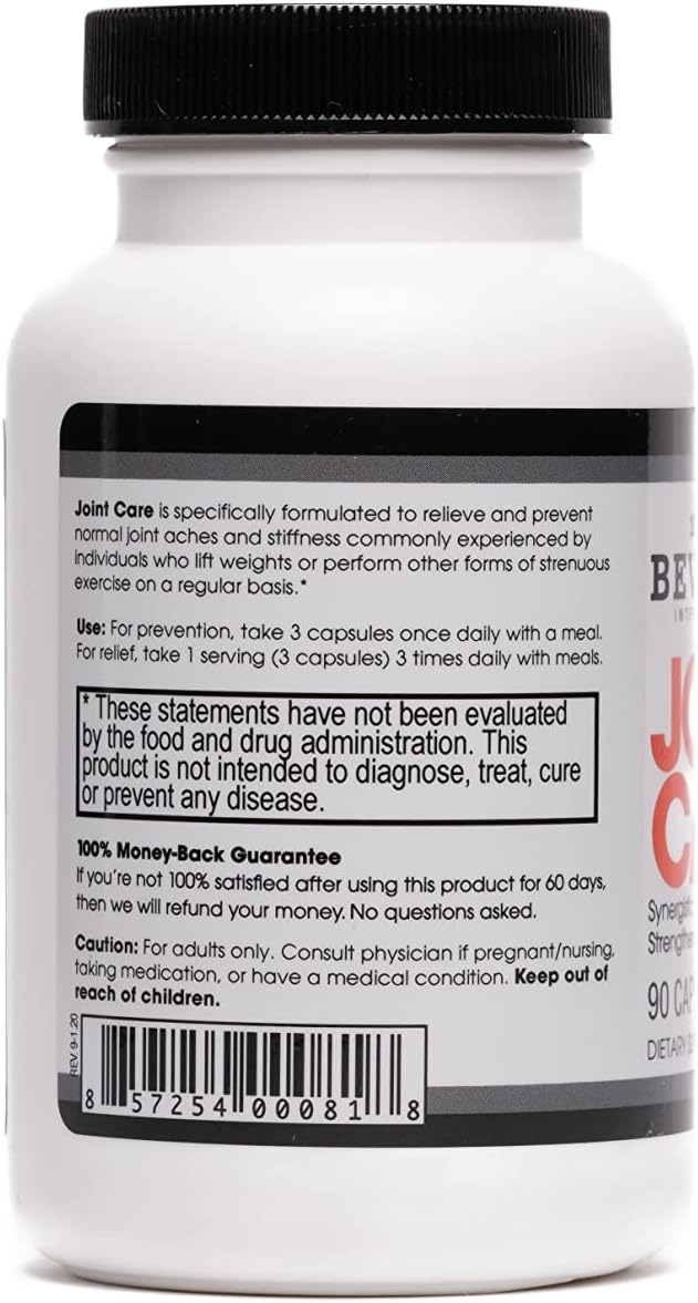 Beverly International Joint Care, 90 Capsules. All Over Joint Support. 3-Stage Building Formula with Glucosamine, Chondroitin, MSM, Hyaluronic Acid. Increase Mobility with Less Discomfort.