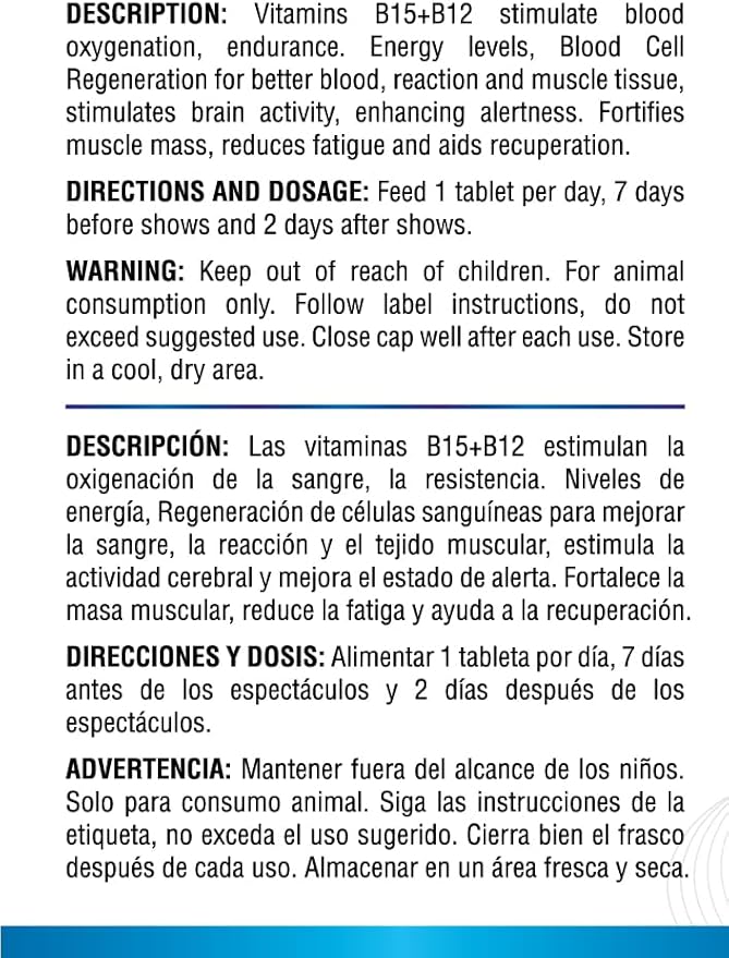 Farmalab B12 B15 for Roosters B15 B12 para Gallos 100 Tablets
