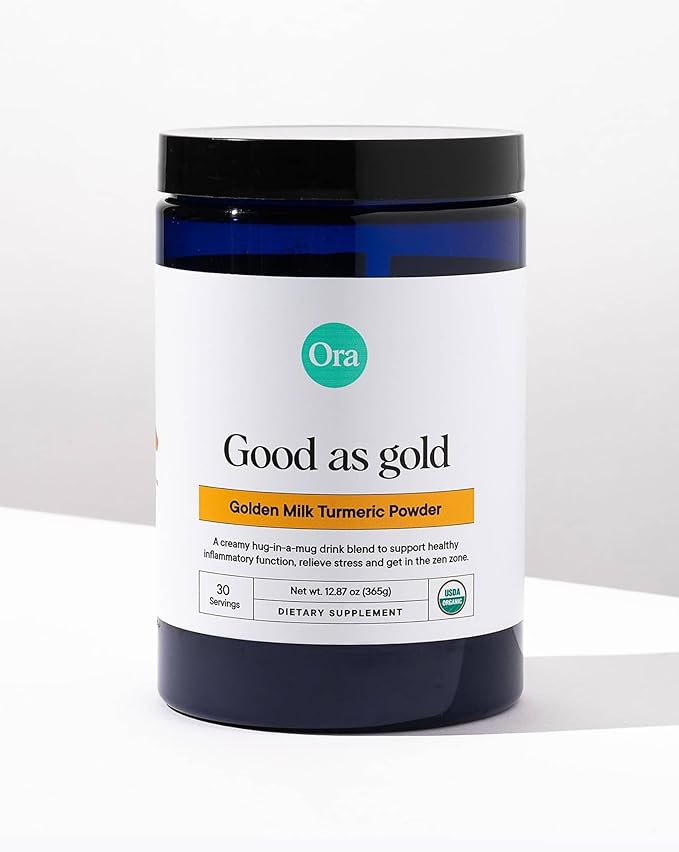 Ora Organic Golden Milk Powder - Ayurvedic Turmeric Powder with Organic Adaptogens - Ashwagandha, Reishi and Ginger | Organic, Gluten-Free, Soy-Free, Vegan, Non-GMO - Maple & Vanilla, 30 Servings