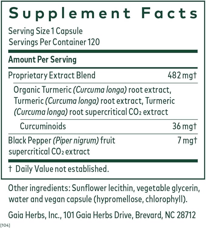 Gaia Herbs PRO Curcuma Supreme NF-kB Formula - Immune Support Supplement - Contains Turmeric Extract & Black Pepper Extract - 120 Liquid Phyto-Caps