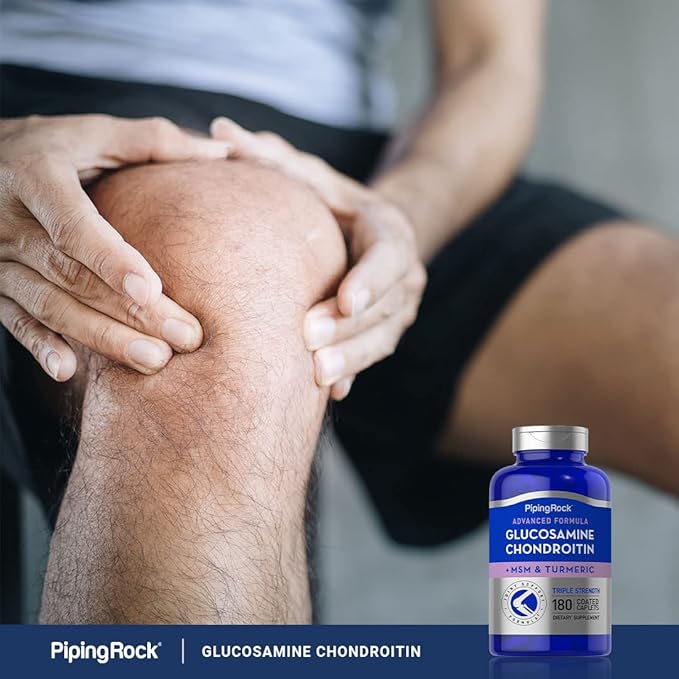 Piping Rock Glucosamine Chondroitin Turmeric MSM | 180 Caplets | Triple Strength | Advanced Supplement | Non-GMO, Gluten Free