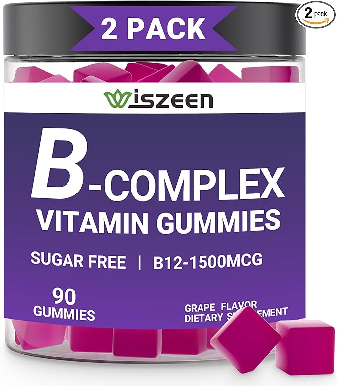 Sugar Free Vitamin B Complex Gummies with Vitamin C, Methylated B Complex Vitamins for Women, Men & Adults - B12, B1, B2, B3, B5, B6, B7, B9 - Vitamin B Complex Supplement for Energy Immune Support
