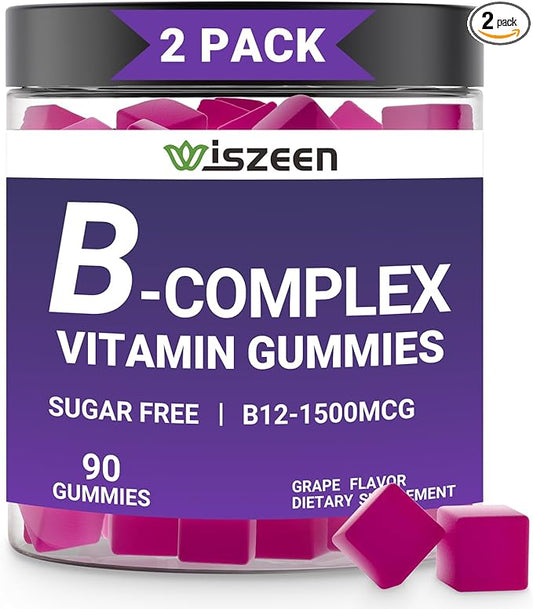 Sugar Free Vitamin B Complex Gummies with Vitamin C, Methylated B Complex Vitamins for Women, Men & Adults - B12, B1, B2, B3, B5, B6, B7, B9 - Vitamin B Complex Supplement for Energy Immune Support