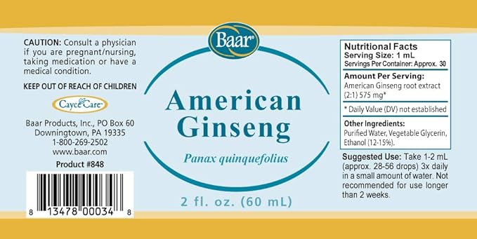 Baar American Ginseng Fluid Extract, 2 Ounces