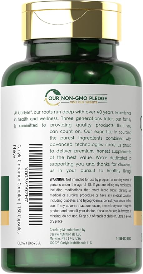 Carlyle Ceylon Cinnamon Complex with Gymnema and Mulberry | 150 Capsules | Non-GMO, Gluten Free Supplement