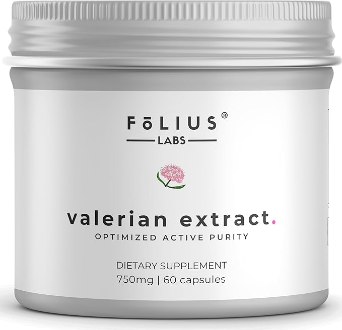 Valerian Root 4:1 Extract Capsules 750mg – Optimized Active Purity – 4X Concentration Valerian Root Extract Supplement - Gluten Free, Non-GMO – Promotes Relaxation - 60 Capsules