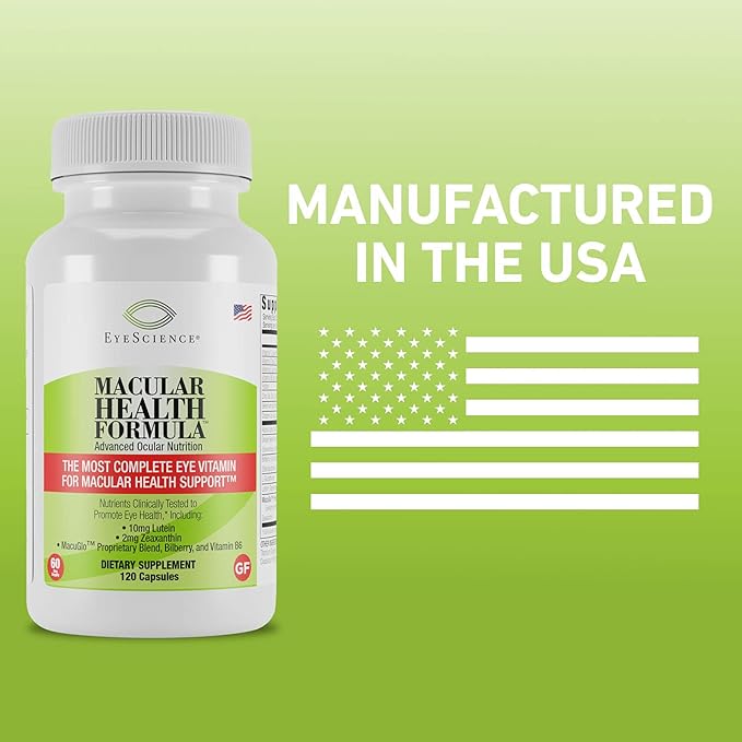 Macular Health Beyond AREDS2 Formula, Advanced Ocular Vitamin - Containing Lutein, Zeaxanthin, Bilberry, and Vitamins C, D, E, and B6 (60 Day Supply)