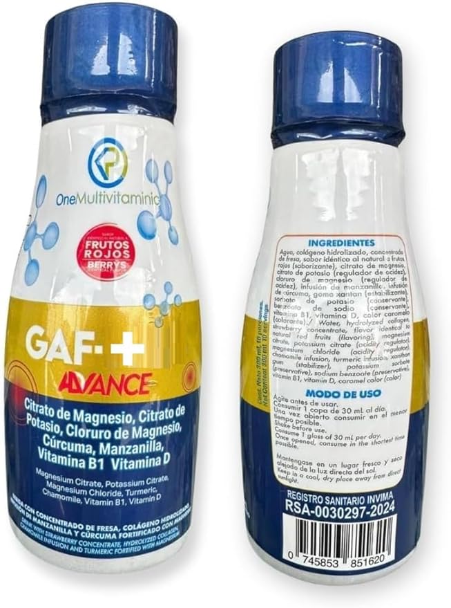 Gaf + Formula avanzada - Multivitamin, 10.14 Fl Oz, 300ML, Red Fruit Flavor