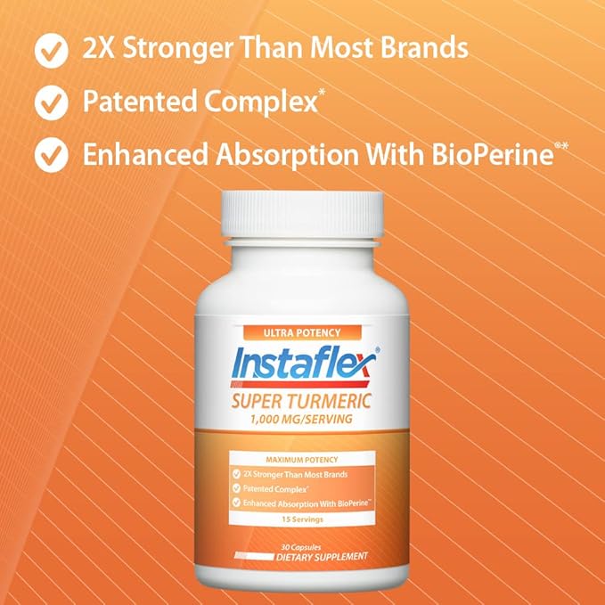 Instaflex Super Turmeric - 1000mg Turmeric Curcumin with BioPerine, Black Pepper Extract, 95% Curcuminoids, 30 Count