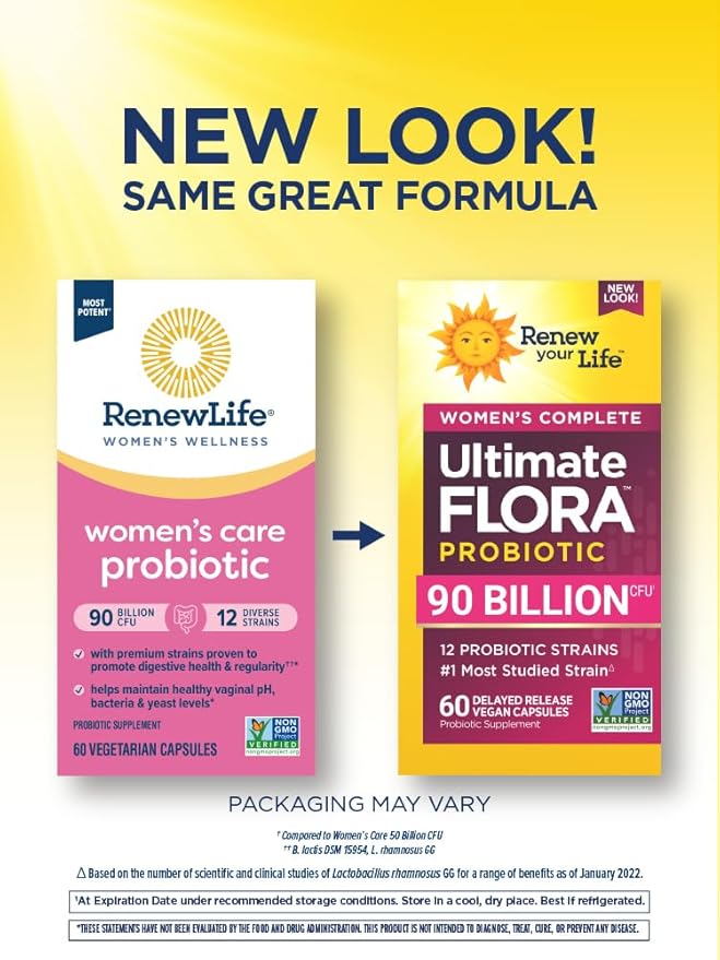 Ultimate Flora Probiotics Women's Complete 90 Billion CFU Delayed Release Vegan Capsules | Vaginal | Digestive Health | Immune Health | Dairy Free | 60 Count