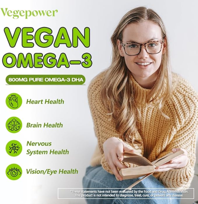 Vegan Omega-3 Algae DHA Supplements - 2000mg Algae Oil, Plant-Based Prenatal Algal DHA, 90 Carrageenan Free Softgels -Sustainable Fish Oil Alternative Supports Brain, Heart, Eyes, Joint Health