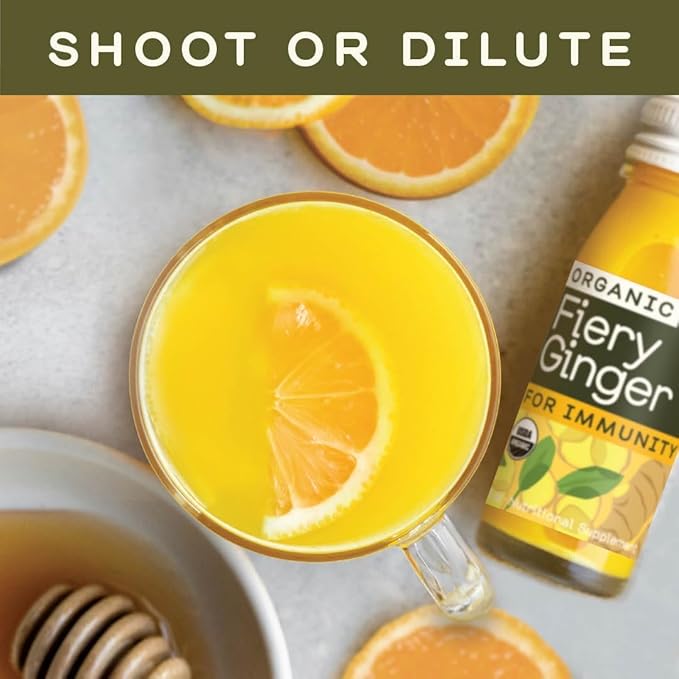 Greenhouse Juice Ginger Shots Organic Fiery Ginger Wellness Shot, Cold Pressed with Turmeric Pepper Vitamin C Immunity Vegan & Gluten-Free (2 Oz, Pack of 12)